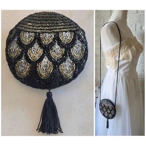 Peacock Beaded Clutch With Rope Strap, Party, Vintage Inspired